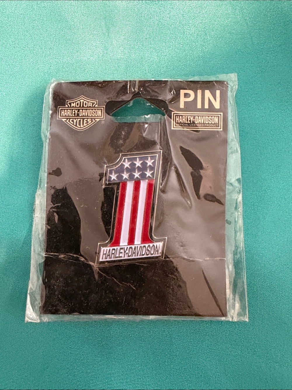 Harley-Davidson Patriotic Number 1 Enamel Pin — Red White Blue